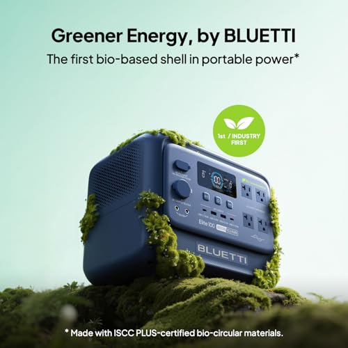Image of BLUETTI Elite 100 V2 (Bio-based) Portable Power Station with Bag (Ship Separately), 1024Wh LFP Battery Backup w / 4 1800W AC Outlets (3600W Surge), 35% Smaller, Solar Generator for Camping, Outages