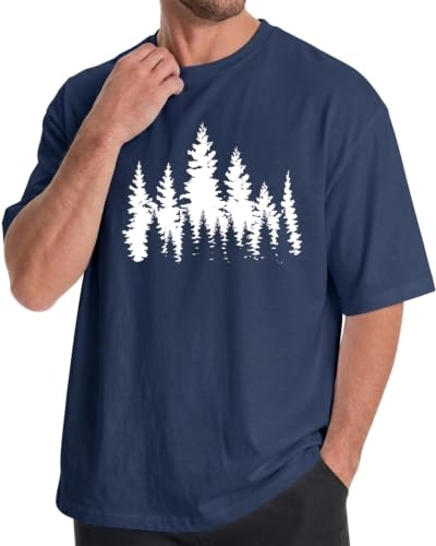 Trendy Mens Oversized Graphic T Shirts Crewneck Short Sleeve Tee - Image 4