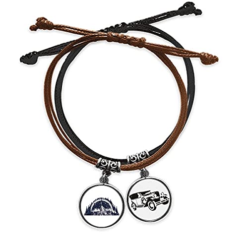 Bracelet cuir Minibus la forêt modèle Icebergs Lune gourmette homme femme
