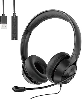 Rebocico USB Headset with Microphone. 3.5mm/USB Jack 2-In-1 Computer Office Teams Headsets. PC Headphone for laptop Skype Call Center, Business Chat, Gaming, Teaching, etc
