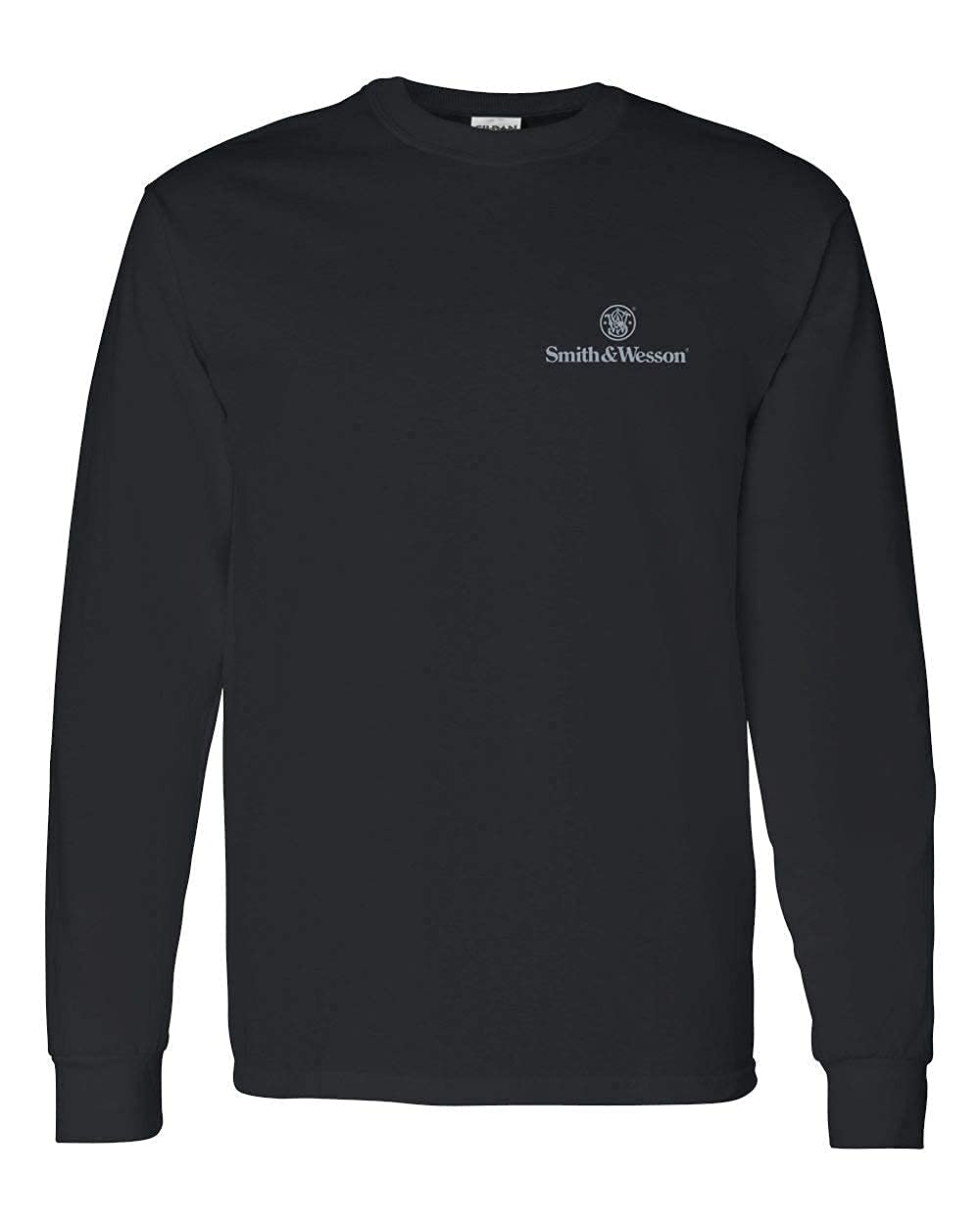 Smith and Wesson Men’s Long Sleeve T-Shirt Trade Mark Emblem Logo on Back and Right Chest