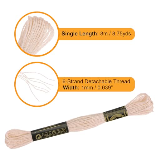 Image of HARFINGTON 3pcs 12 Skeins Embroidery Floss 8.75yds(8m) Egyptian Long-Staple Cotton Cross Stitch Thread for Sewing DIY Bracelet Yarn String and Crafts, Dark Beige(63774)