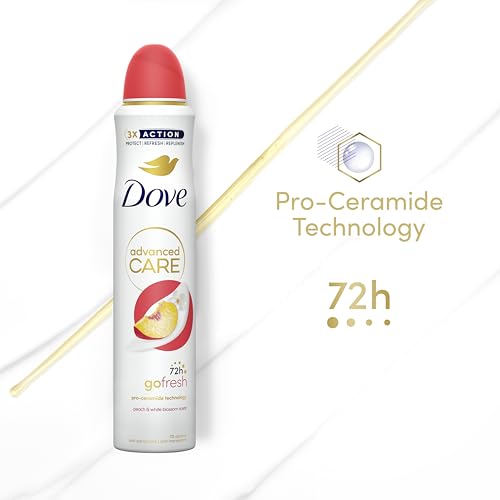 Dove Advanced Care Go Fresh Peach & White Blossom Anti-Perspirant Deodorant with Triple Moisturising technology Spray for 72-hour protection and underarm care 6x 200 ml - 6
