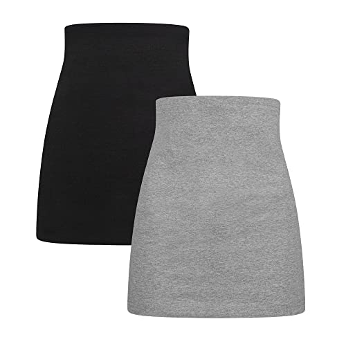 Herzmutter Banda Faja Premama Largo - Banda Vientre - 2 Partes - algodón - Banda Abdominal de Apoyo - extensión de Camisa – 6350 (Negro/Gris, S)