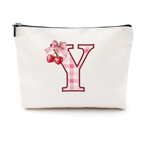 CQM Cherry Bag Initial Y Makeup Bag Cherry Gifts for Women Cosmetic Bags