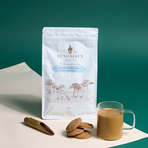 Image of Rungajaun Soulful Assam Black Tea Granules 500gm, Assam Premium Tea, Black Tea Pouch, Assam Tea CTC Black Tea - PF, 100% Natural Made with Malty, Gutty, Brisk, Strong & Creamy Flavor, Strong Assam CTC Chai