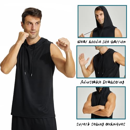 Débardeur de musculation anti-irritation sans manches à capuche LANBAOSI - 4