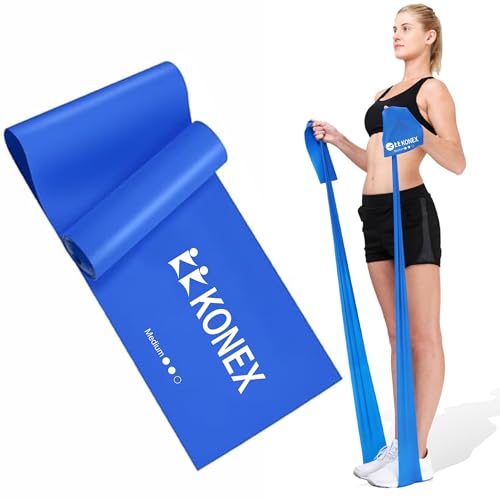 Konex Natural Latex Resistance Thera Band | Durable & Stretchable | Ideal for Yoga Pilates Full Body Workout Muscle Toning Weight Training Stretching & Body Conditioning (Blue 11.5-13.5 Kg)