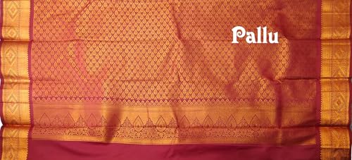 Image of VFCollections Women's Kanchipuram Silk Pure Pattu Sarees With Blouse
