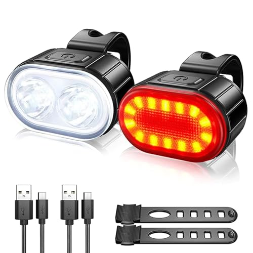 Bike Lights Super USB Rechargeable Bicycle Light Front and Rear Taillight LED Light for Bike Night Riding Cycle Light for Road Safety Waterproof