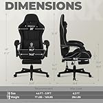 Dowinx Gaming Chair Fabric with Pocket Spring Cushion, Massage Game Chair Cloth with Headrest, Ergonomic Computer Chair with Footrest 290LBS, Black - Image 2