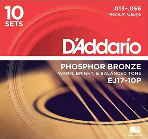 D'Addario EJ17-10P Phosphor Bronze Medium Acoustic Strings (10-Pack)