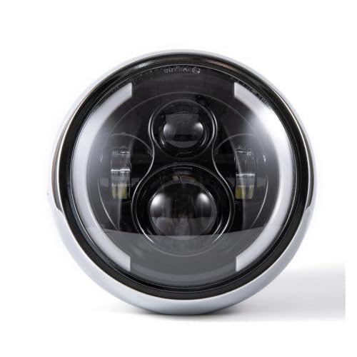 Phare LED rond pour motos Sportster et Bobber avec feux de route et croisement