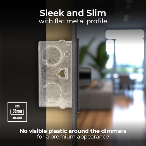 BG Electrical Intelligent Double Wall Dimmer Switch, 2 Way, Screwless Front Plate, Premium Flatplate, Matt Black, 200W, FFB82 - Image 2