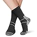 CHARMKING 6 Pairs Crew Compression Socks for Women & Men Circulation 15-20 mmHg is Best for All Day Wear Running Nurse (L/XL, Black Grey)