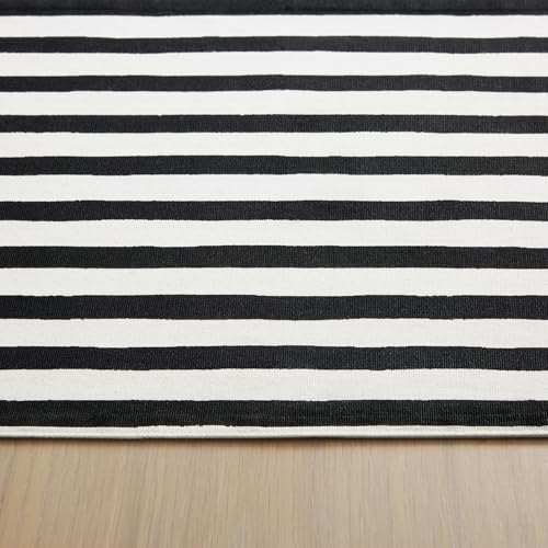 kate-spade-new-york-Hand-Painted-Shirting-Stripe-Reversible-Placemats-4-Pack-Set-100-Cotton-Machine-Washable-CreamBlack-13×19 kate spade new york Hand Painted Shirting Stripe Reversible Placemats 4 Pack Set 100 Cotton Machine Washable CreamBlack 13×19
