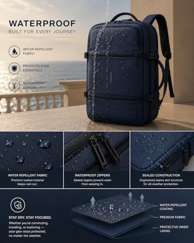 Image of Wesley Luxur 2 Premium Overnighter 50 L Weekender Travel Laptop Backpack, Flight Cabin Approved Carry On with 16 inch Laptop Compartment, Anti Theft business /Travel /Office /College Bag for Men Women