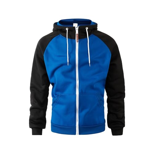 Sweats à capuche pour homme | Cordon de serrage Fitness Sportswear Athletic Workout Sweat à capuche zippé Sweat à capuche léger Sport Hoodies Patchwork Manches longues Manteau avec capuche Casual Mode – Image 3