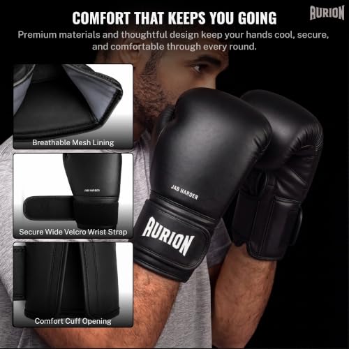 Image of Aurion Boxing Gloves for Men 14 Oz, Training Boxing Gloves for Women for Boxing, MMA Gloves and Kickboxing, Ideal for Sparring, Heavy Bag Work for Boxing Users