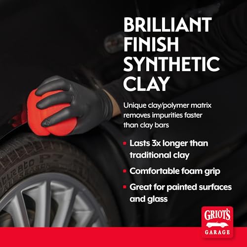 Griot's Garage 10691 Brilliant Finish Synthetic Clay – Creates a Smooth Paint Surface & Lasts Longer Than Traditional Clay Bars While Working Faster, Lubricate with Detail Spray or Car Wash Solution
