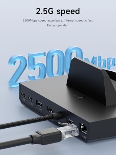 Image of Hagibis USB C Docking Station for Steam Deck, ROG Ally, Lenovo Legion Go, Switch, AYANEO, RGB LED Gaming Type-C Hub with 100W PD Charging, 4K@60Hz HDMI, 2.5Gbps RJ45, 10Gbps USB3.1 (Black)