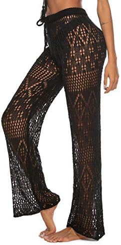 Blingfit Women's Beach Cover Up Pants Swimsuit Bikini Swimwear Crochet Lace Up Pants with Drawstring