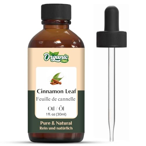 Organic Zing Cinnamon Leaf (Cinnamomum verum) Oil | Pure & Natural Essential Oil for Skincare, Massage, Aroma & Diffuser - 30ml/1.01fl oz