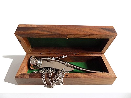 Silbato Naval Ares India 5" de Latón en Caja de Madera miniatura 1