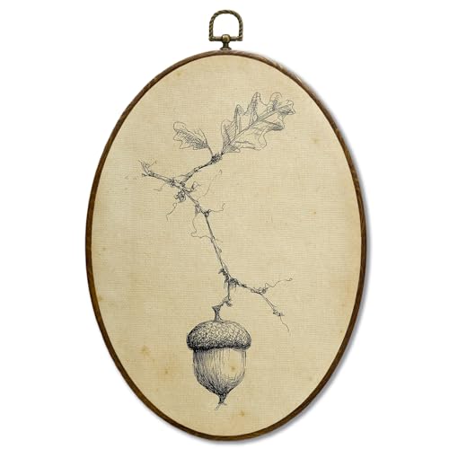 JQF Vintage Fall Acorn Oval Wall Decor, Rustic Farmhouse Autumn Acorn...