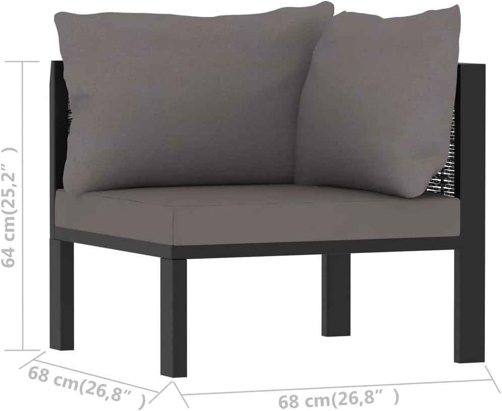 Sectional Corner Sofa with Left Armrest,Outdoor Patio Furniture,Outdoor Lounge Sofa,All-Weather Outdoor Combination Sofa,for Decks,Porches,Backyard,Poly Rattan Anthracite