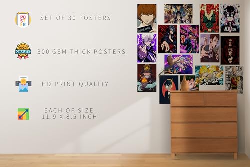 Image of VEENSHI Paper Set Of 30 Anime Wall Poster Tokyo Revener,Chainshaw,Haikyu,Naruto,Onpiece And More Anime Mix Posters (Size 11.8X8.3 Inch 300 Gsm Hard Poster)