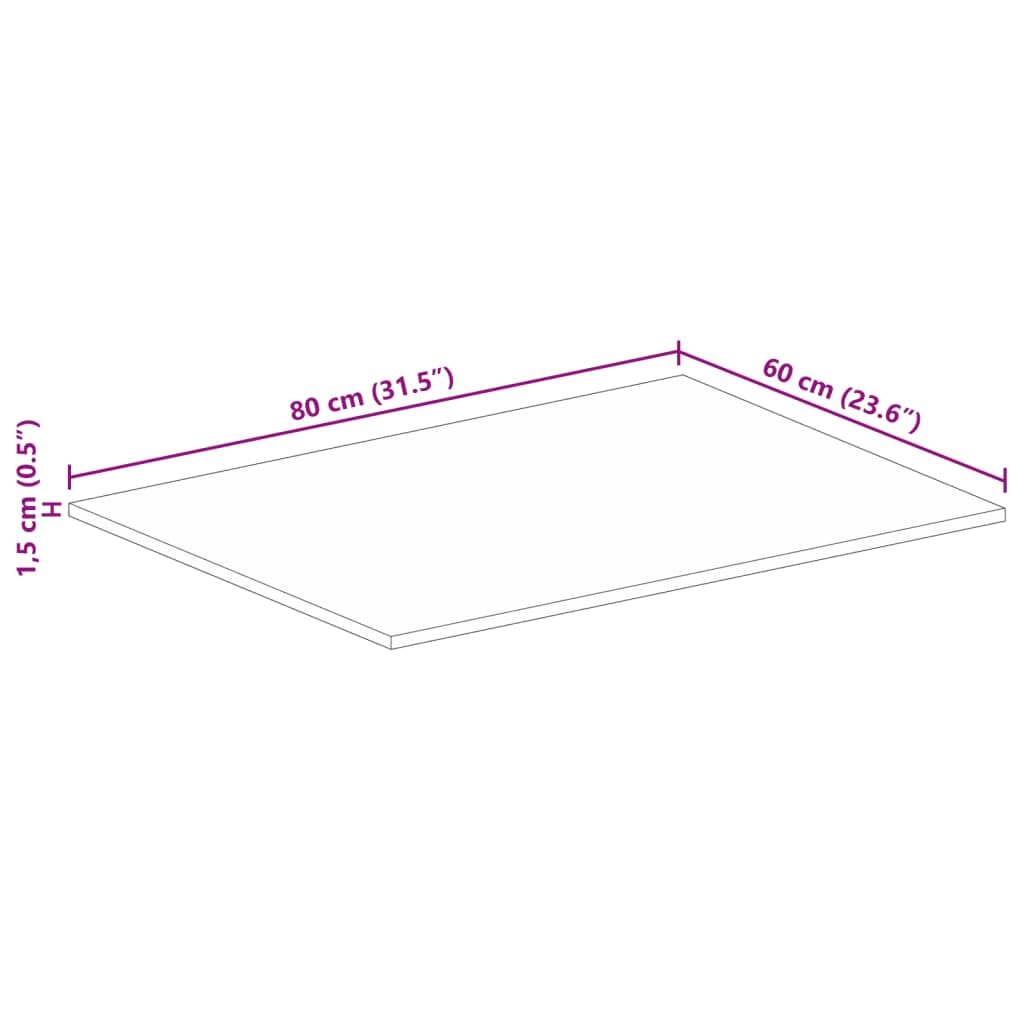 vidaXL Tischplatte, Holzplatte Rechteckig, Massivholzplatte für Tisch Esstisch Couchtisch, Ersatztischplatte, 80x60x1,5cm Altholz Massiv