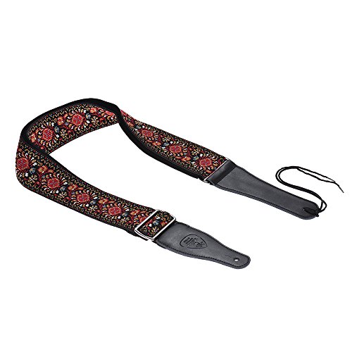 KKmoon High-end Alça de Ombro Ajustável Da Guitarra 6 cm / 2.4in Nylon Largura Jacquard Cinto Alonga