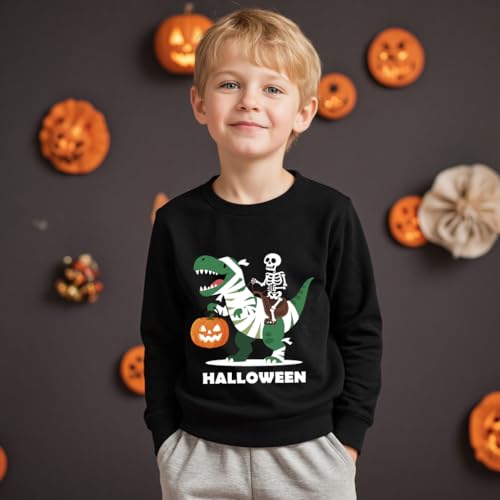 Kids Halloween Sweatshirts Pumpkin Skeleton Pullover Boys Monster Truck Trick or Treat Toddler Tops Halloween Outfits 2T3