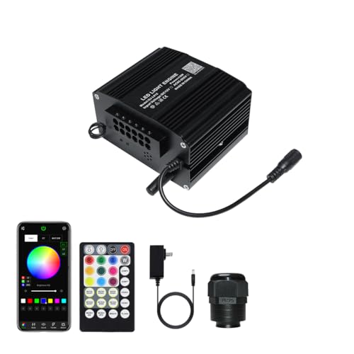 Image of AZIMOM 2-in-1 Twinkle 12W Fiber Optic Starlight Box with Pure White Meteor, Sound Activated APP /Remote RGBW Light Source Driver Pure White Shooting Star for Car Home Star Lighting Decor