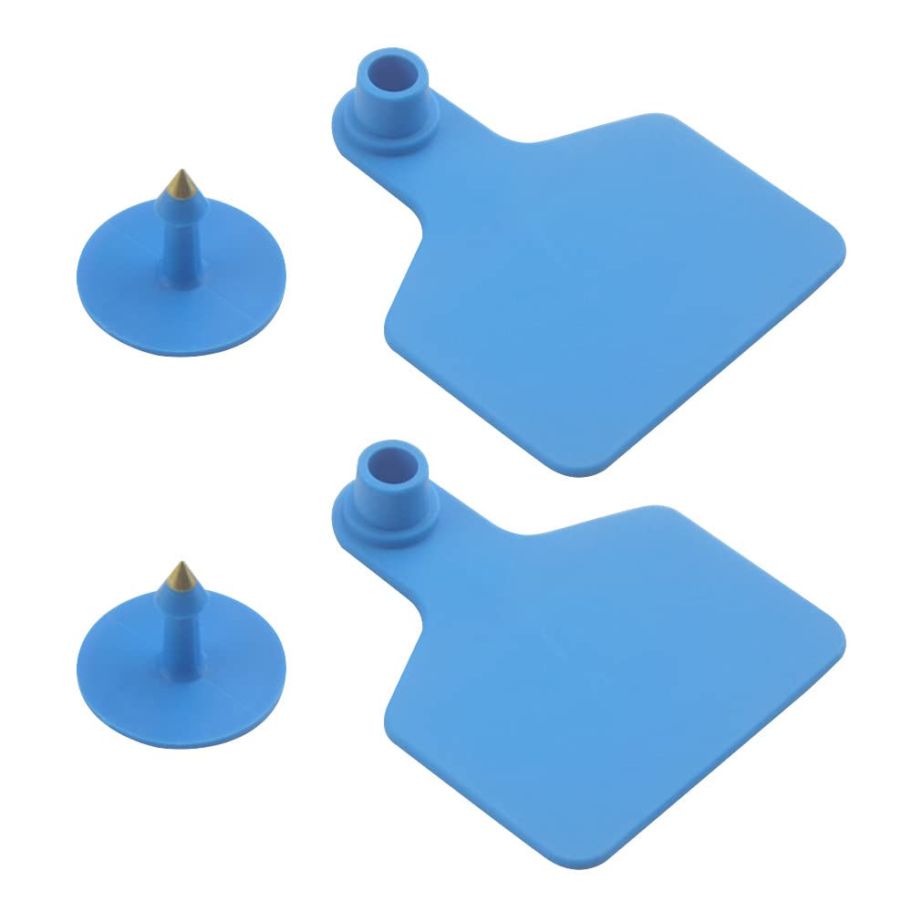 WMYCONGCONG Lot de 100 étiquettes d'oreilles vierges pour identification du bétail, chèvre, mouton, cochon, vache, bétail, veau, cheval (bleu)