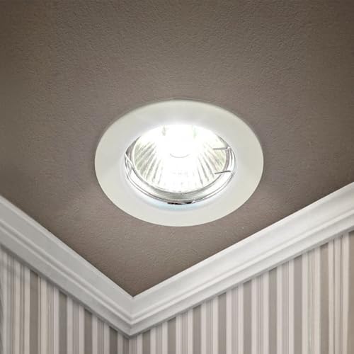 KingYH 3 Pack Round Recessed Spotlights Downlight Bezel Trim Ring Fitting GU10 Light Mounting Frame with GU10 Lamp Holder for Ceiling Spotlight MR16 and 50 mm Bulb Halogen Light Fitting White