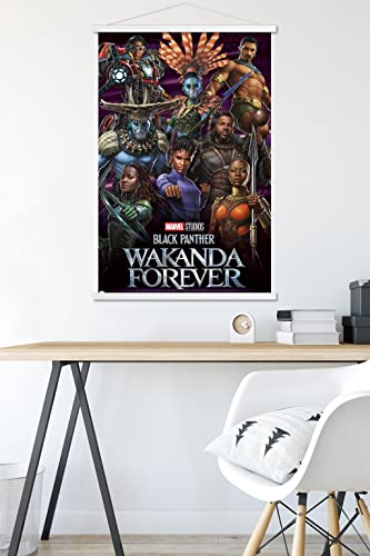 Poster Black Panther Wakanda Forever avec porte-affiche blanc 57x86 cm