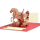Pferdes Dankeskarten, 2026 Jahr des Pop-up-Karte, Chinesisches Neujahr Sternzeichen Karte, für Familie, Freunde, Männer, Frauen, Papa, Ehemann, Freunde, alle Gelegenheiten