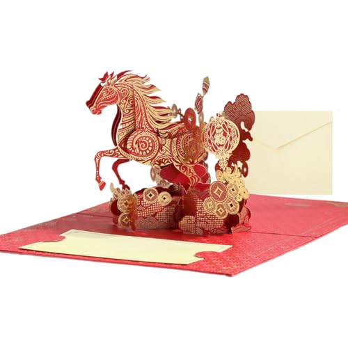 Cartes Du Nouvel An Chinois, Carte De Vœux 3D De L'année 2026 Du Cheval, Souvenir Léger À Collectionner | Carte-cadeau Nouvel An Chinois, Fournitures De Cadeaux Pour La Famille, Les Amis, Hommes Et
