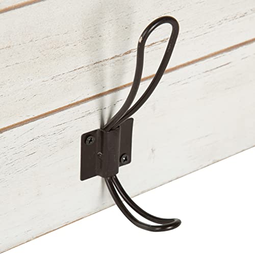 Kate And Laurel Jeran Wood Wall Shelf With 5 Hooks, White #TOP4