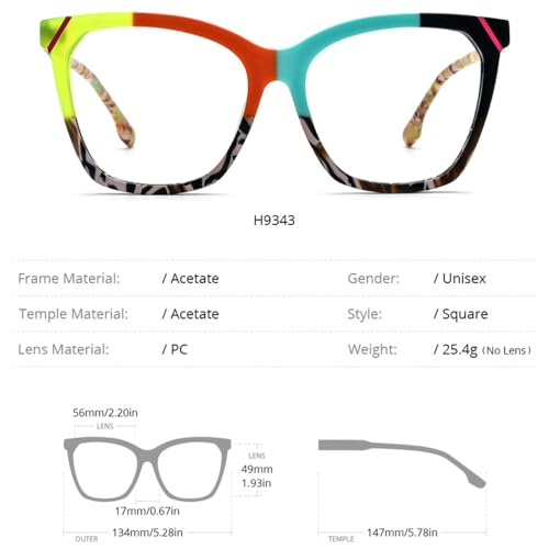 Gafas de acetato cuadradas sin marcas ni fatiga para uso diario cómodo 5