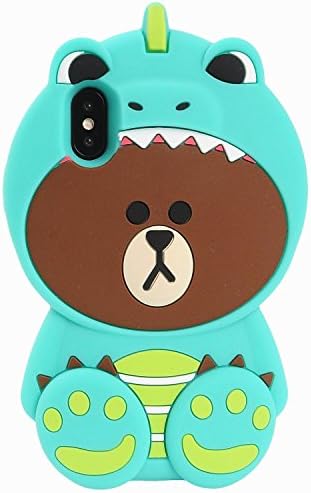 Artbling Case for iPhone X/XS 10 Silicone 3D Cartoon Animal Cover,Kids Girls Cool Fun Lovely Cute Bear Cases,Kawaii Soft Gel Rubber Unique Character Fashion Protector for iPhoneX XS (Green Dinosaur)