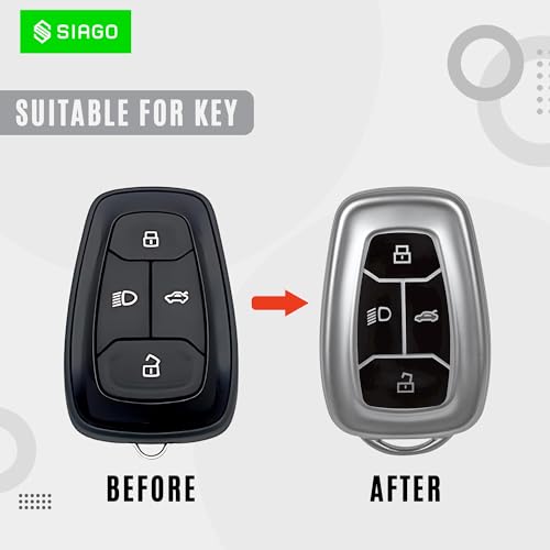 Image of SIAGO TPU Key Cover Compatible with Tata Nexon | Harrier | Safari | Altroz | Tigor | EV | Punch | Tiago EV Electric 4 Button Smart Key (Grey Pack of 1)