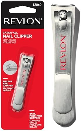 Revlon Catch-All Nail Clipper, Manicure Tool with a Contoured Blade & Built-in Nail Catcher for Mess-Free Grooming, 1 Count