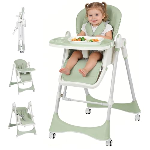 3-in-1 Baby High Chair with Soothing Rocker | Convertible Baby High Chair for babies and Toddlers | Brake Wheels, Easy Clean, Space Saving |...