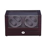 FACAIA Uhrenbeweger 4 Uhren Display Box Holz, Uhrenbeweger für automatische Uhren Uhrengehäuse Uhrenkästen Wickler Aufbewahrungskoffer Rot