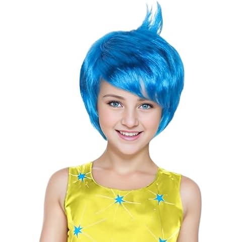 Miss U Hair Short Straight Vibrant Blue Wig for Kids Child Sleek Pixie-cut Anime Cosplay Wig Cover