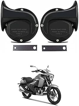 RKPSP Universal Windtone Jalwa Horn (2 and 4 Wheelers), Black Color, Heavy Plastic Body, Set of 2, 12V Voltage for Intruder Universal for All Models