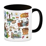 speecheese Köln Pop Art Comic Kaffeebecher in schwarz Lustiger Tassenbecher für Büro und Zuhause NRW Kölner Kölsch